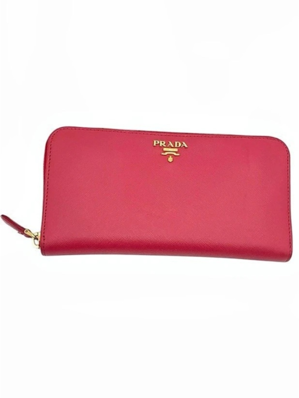 Prada Saffiano Leather Zip Around Wallet Pink